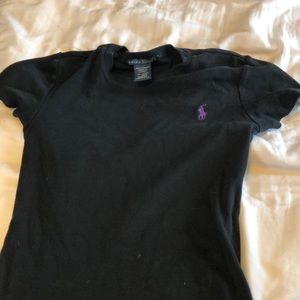 Women’s black polo tee